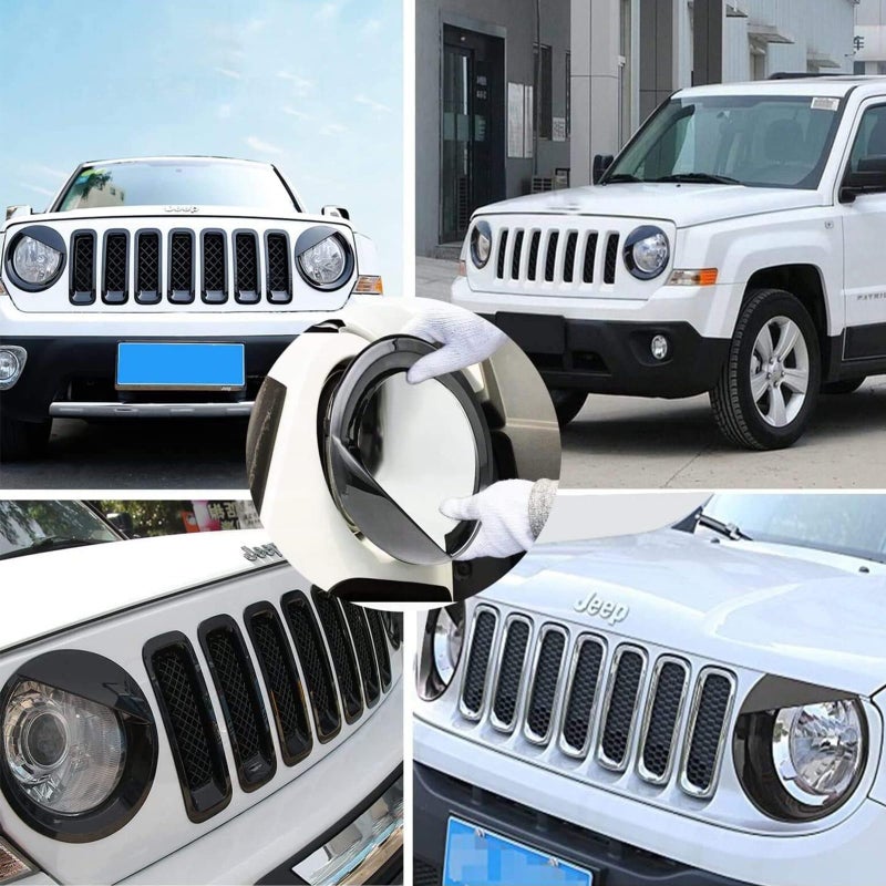 Bolaxin بولكسين لملحقات جيب إطارات أضواء أمامية غطاء مصباح أمامي بأسلوب الطائر الغاضب تغطية ABS متوافقة مع جيب باتريوت 2011-2017 تعديلات ديكور (أسود) - Image 4